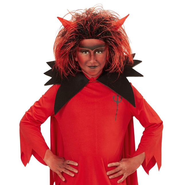Halloween Perücke Rot Schwarzer Teufel