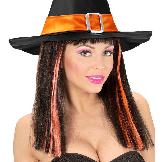 Halloween Perücke Schwarz Orange Gestreift