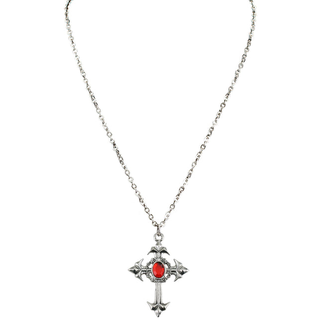 Halloween Halskette Kreuz mit Stein