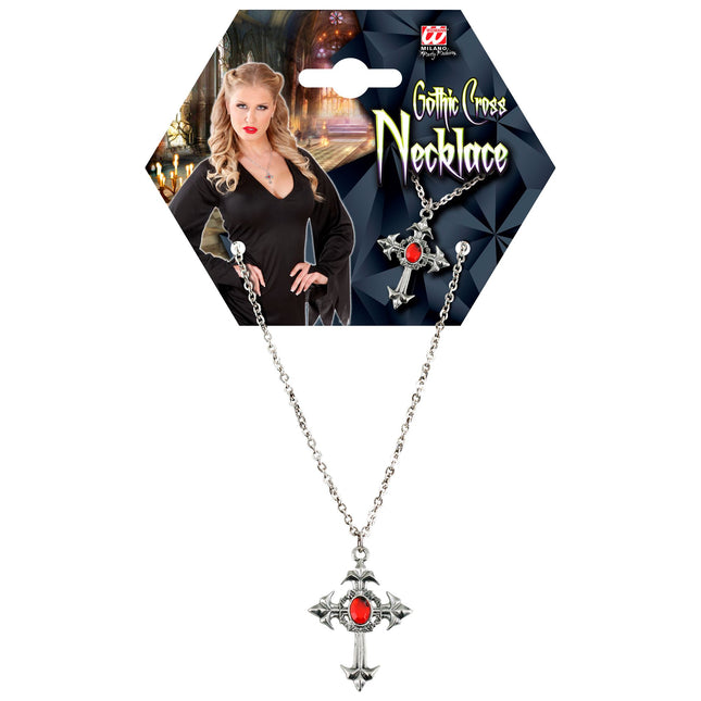 Halloween Halskette Kreuz mit Stein