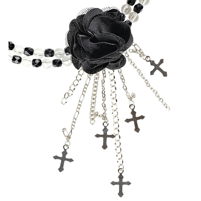 Halloween Halskette Schwarz mit Rose
