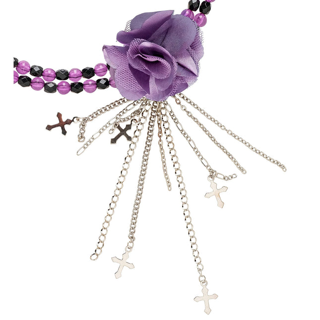 Halloween Halskette Lila mit Rose