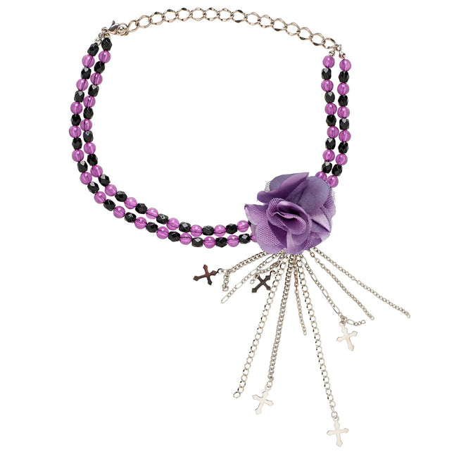 Halloween Halskette Lila mit Rose