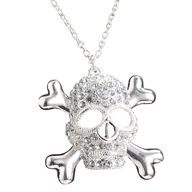 Halloween Halskette Totenkopf mit Diamanten