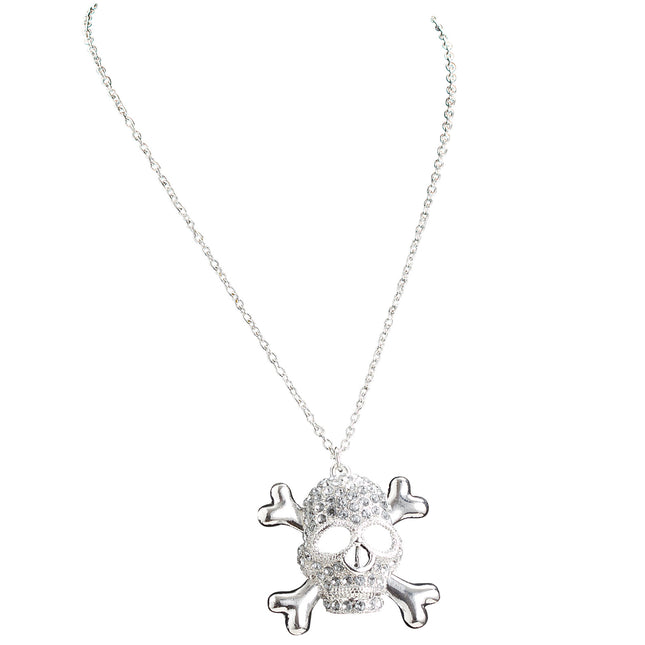 Halloween Halskette Totenkopf mit Diamanten