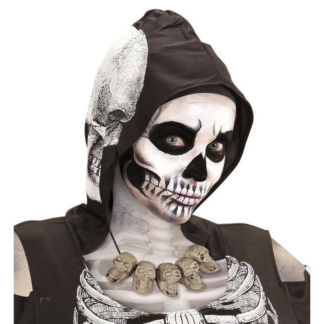 Halloween Halskette Silberne Totenköpfe