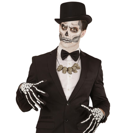 Halloween Halskette Silberne Totenköpfe