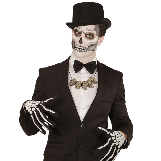 Halloween Halskette Silberne Totenköpfe
