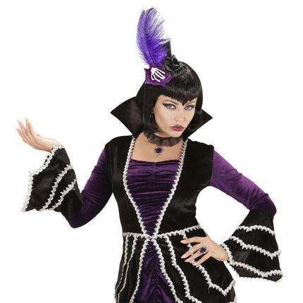 Halloween Hut Lila Mini Skelett