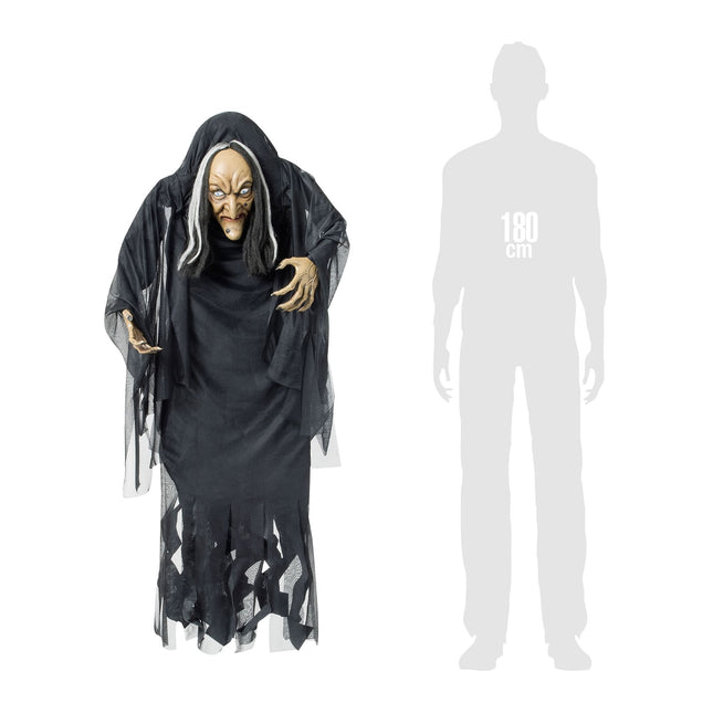 Halloween Puppe Hexe mit Buckel 1,4m