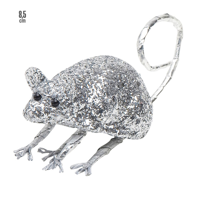 Silberne Fake-Maus 8,5cm