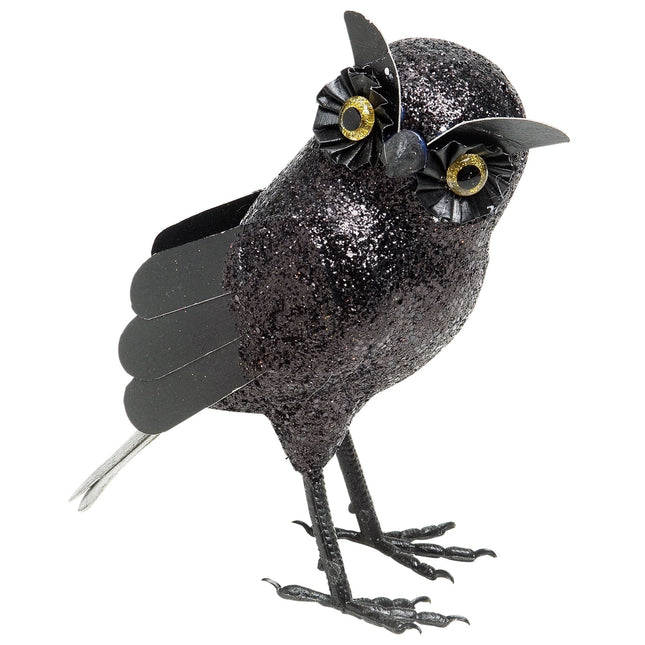 Schwarze Fake Eule 18,5cm
