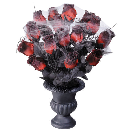 Halloween Tischdekoration Vase mit Rosen