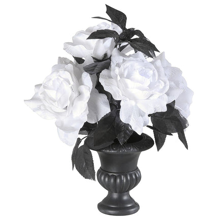 Halloween Tischdekoration Vase mit Rosen und Licht
