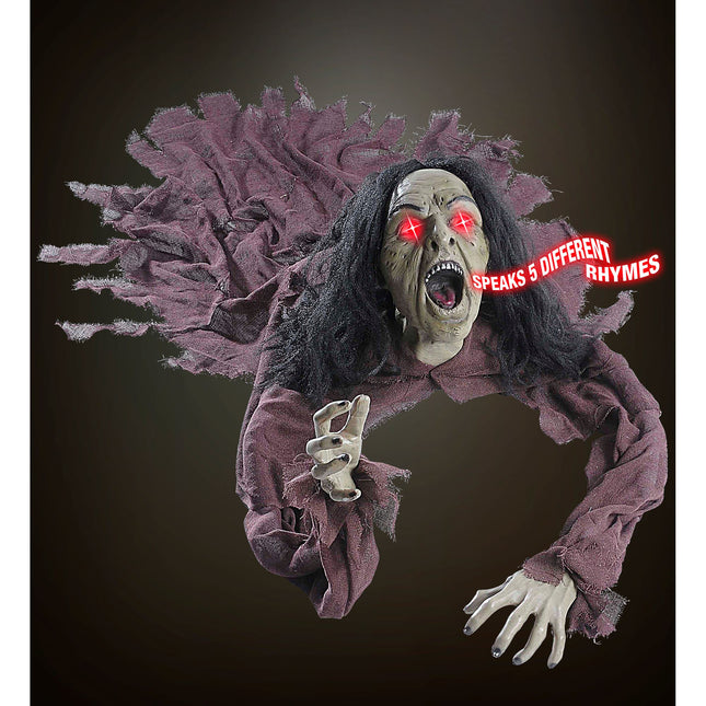 Halloween Puppe Hexe mit Sound und Licht