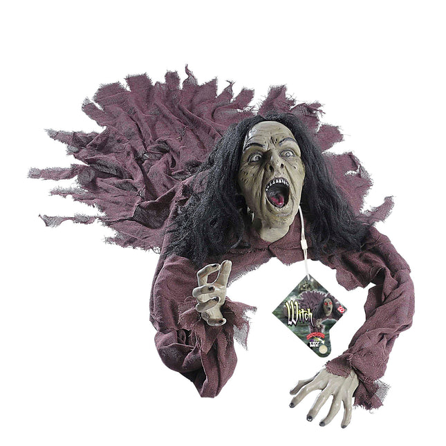 Halloween Puppe Hexe mit Sound und Licht