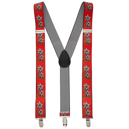 Oktoberfest Hosenträger Rot Mit Edelweiß