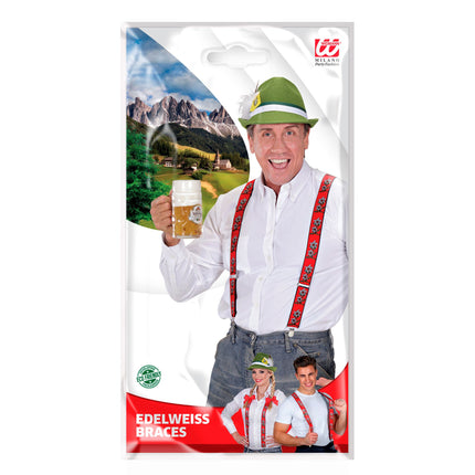 Oktoberfest Hosenträger Rot Mit Edelweiß