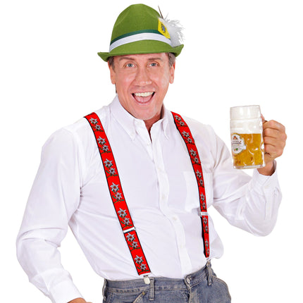 Oktoberfest Hosenträger Rot Mit Edelweiß