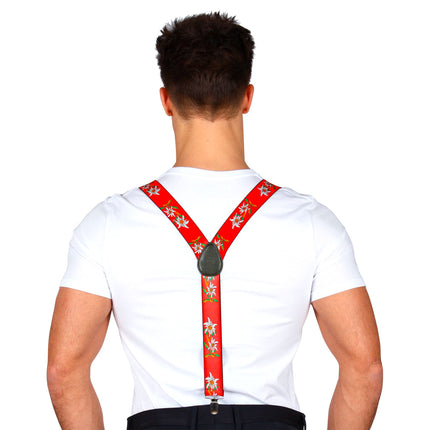 Oktoberfest Hosenträger Rot Mit Edelweiß