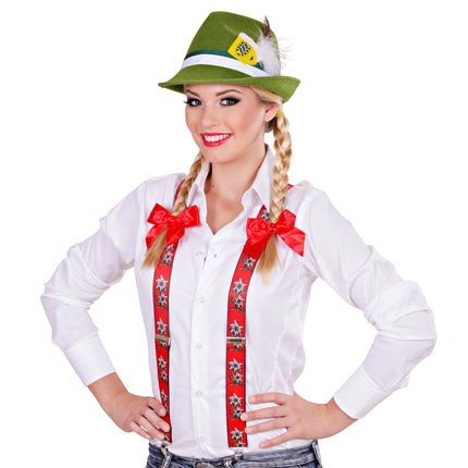 Oktoberfest Hosenträger Rot Mit Edelweiß