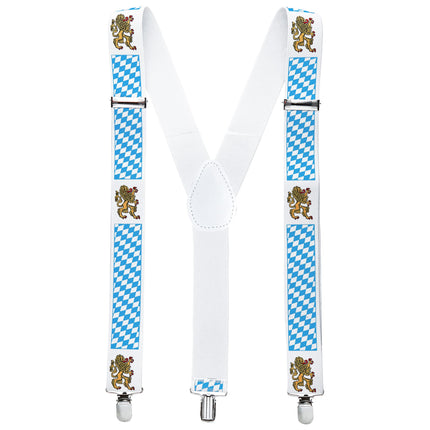 Oktoberfest Hosenträger Blau Weiß Mit Bier