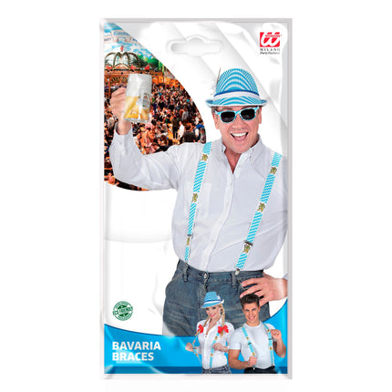 Oktoberfest Hosenträger Blau Weiß Mit Bier