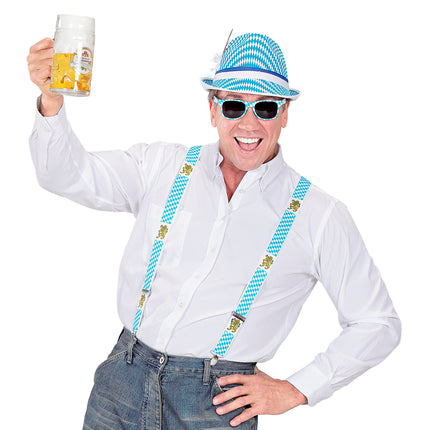 Oktoberfest Hosenträger Blau Weiß Mit Bier