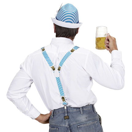 Oktoberfest Hosenträger Blau Weiß Mit Bier