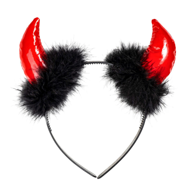 Halloween Haarband Schwarzer Roter Teufel mit Federn