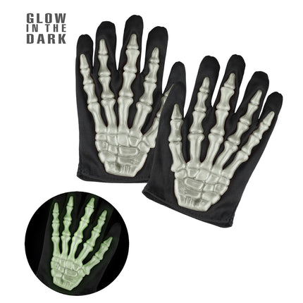 Halloween Handschuhe Schwarz Weiß Skelett