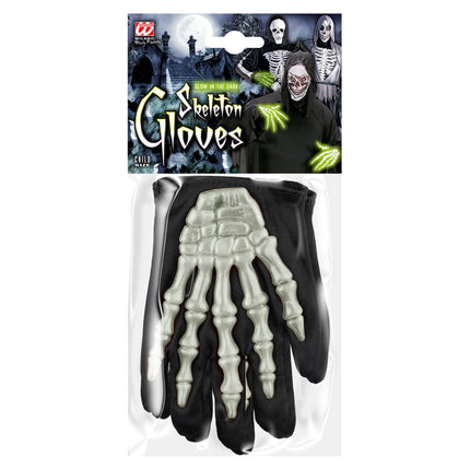 Halloween Handschuhe Schwarz Weiß Skelett
