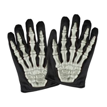 Halloween Handschuhe Schwarz Weiß Skelett