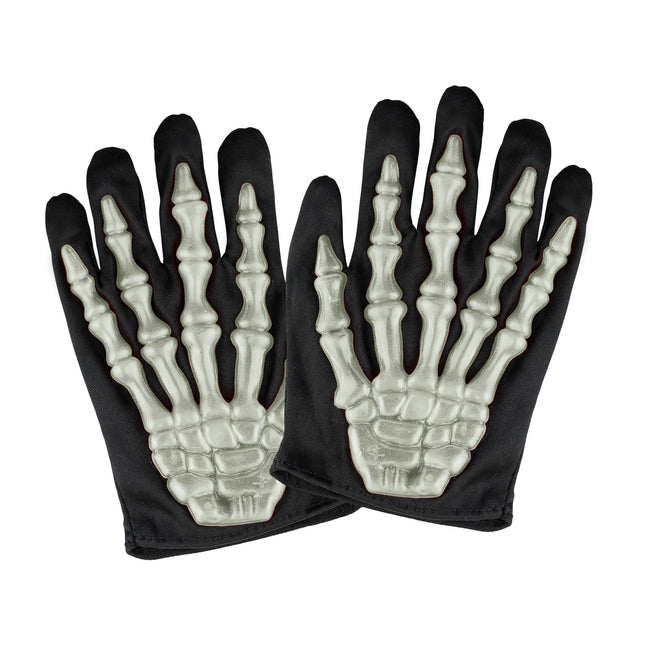 Halloween Handschuhe Schwarz Weiß Skelett