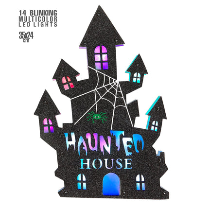 Halloween Wanddekoration Haunted House mit Licht