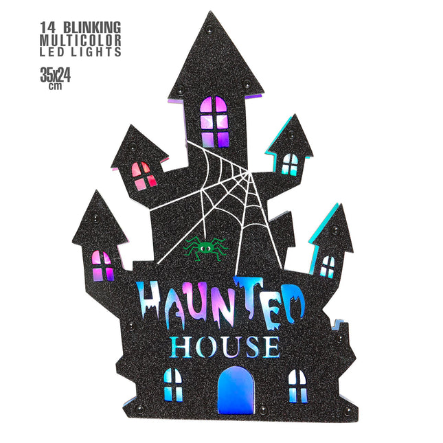 Halloween Wanddekoration Haunted House mit Licht