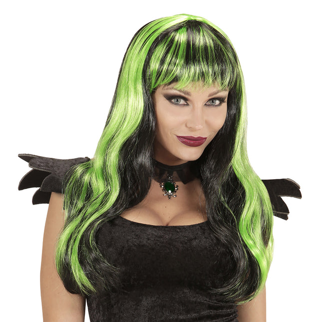 Halloween Perücke Schwarz Grün