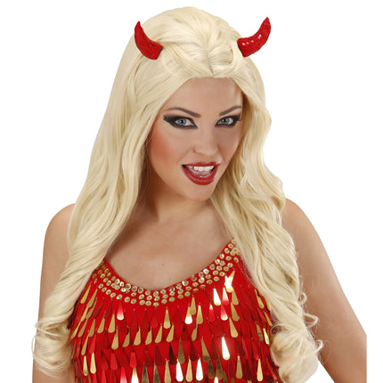 Halloween Haarspange Rotes Horn 2Stück
