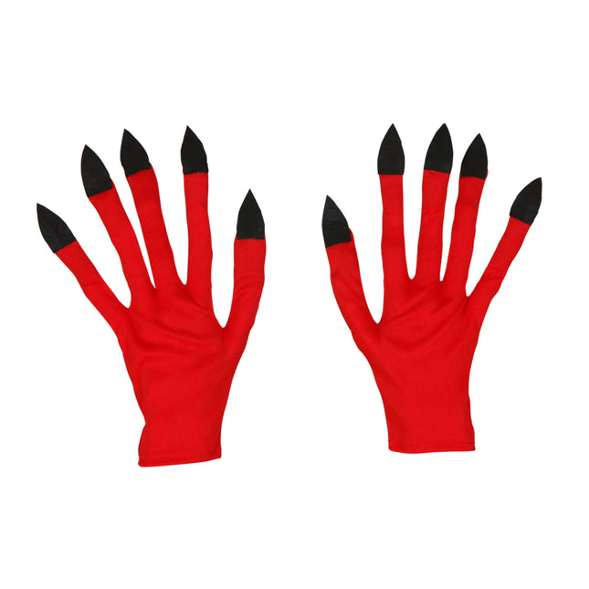Halloween Handschuhe Rot Schwarz Teufel