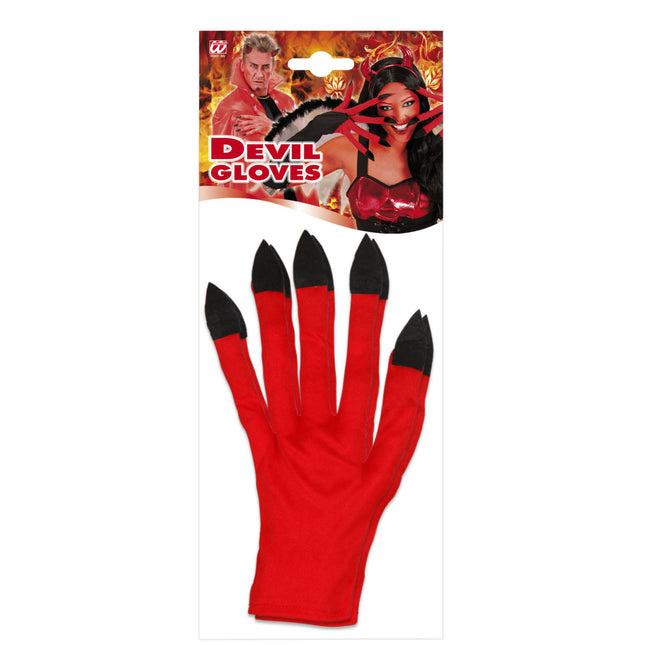 Halloween Handschuhe Rot Schwarz Teufel