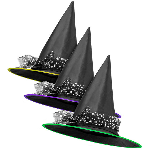Halloween Hexenhut Schwarz Silber Sterne