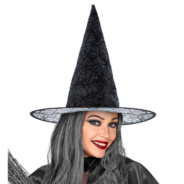 Halloween Hexenhut Schwarz Glitter
