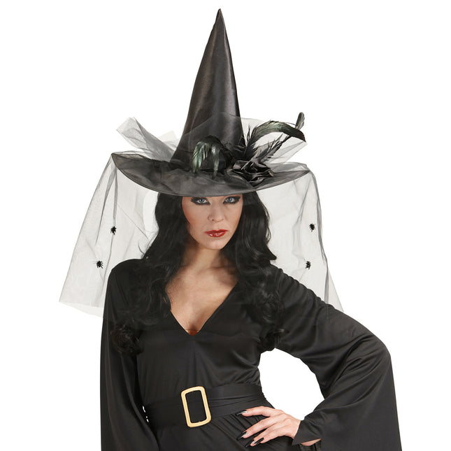 Halloween Hexenhut Schwarzer Schleier