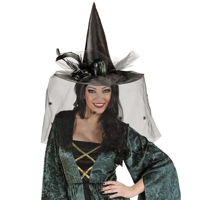 Halloween Hexenhut Schwarzer Schleier