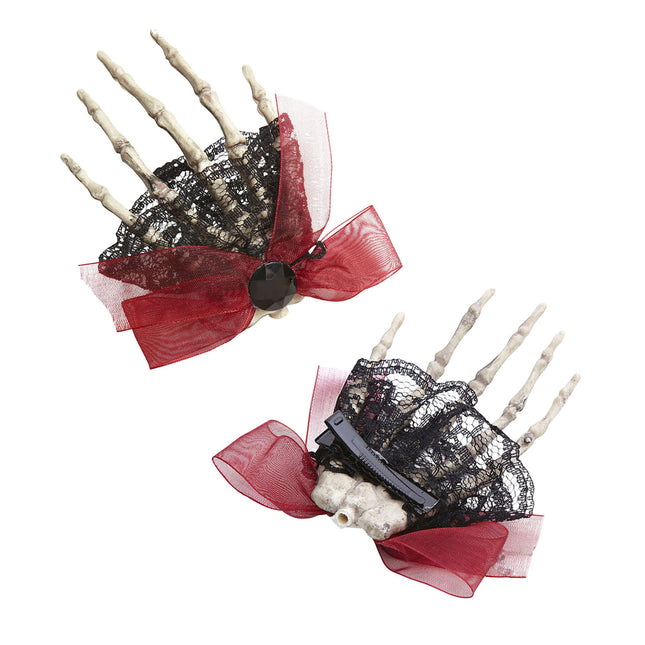 Halloween Haarspange Skelett Hand