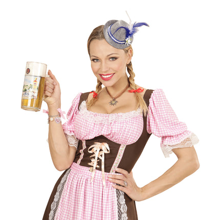 Oktoberfesthut Tiroler Mini mit blauen Federn