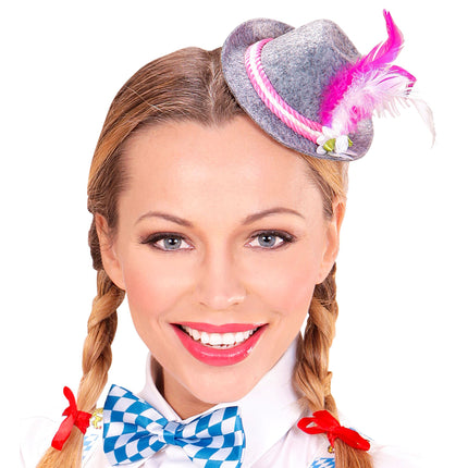 Oktoberfesthut Tiroler Mini mit rosa Federn