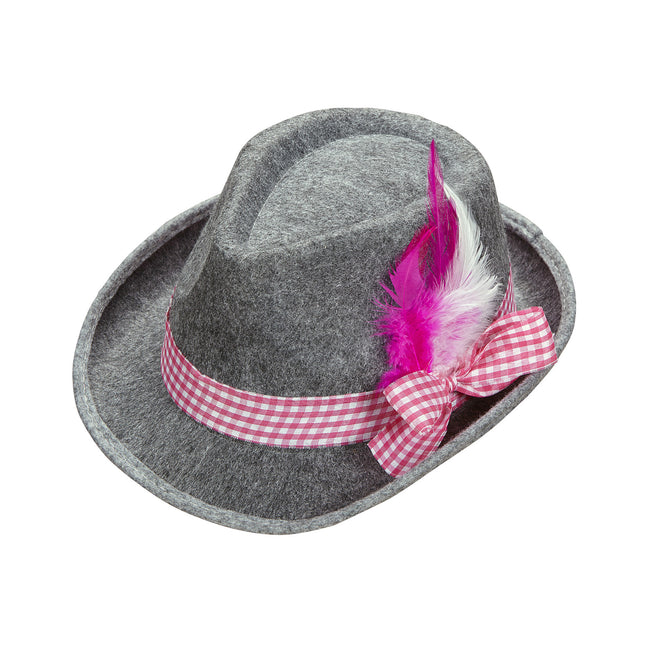 BAYERISCHER FILZHUT MIT ROSA FEDERN