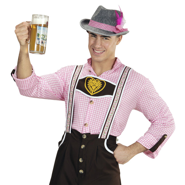 BAYERISCHER FILZHUT MIT ROSA FEDERN