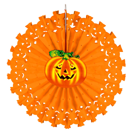 Halloween Fan Orange Kürbis 50cm